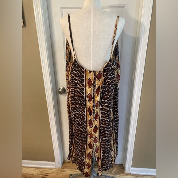 Vintage long dress Erika Brooke Cha Cha size plus 20/40 brown cream - Picture 3 of 9